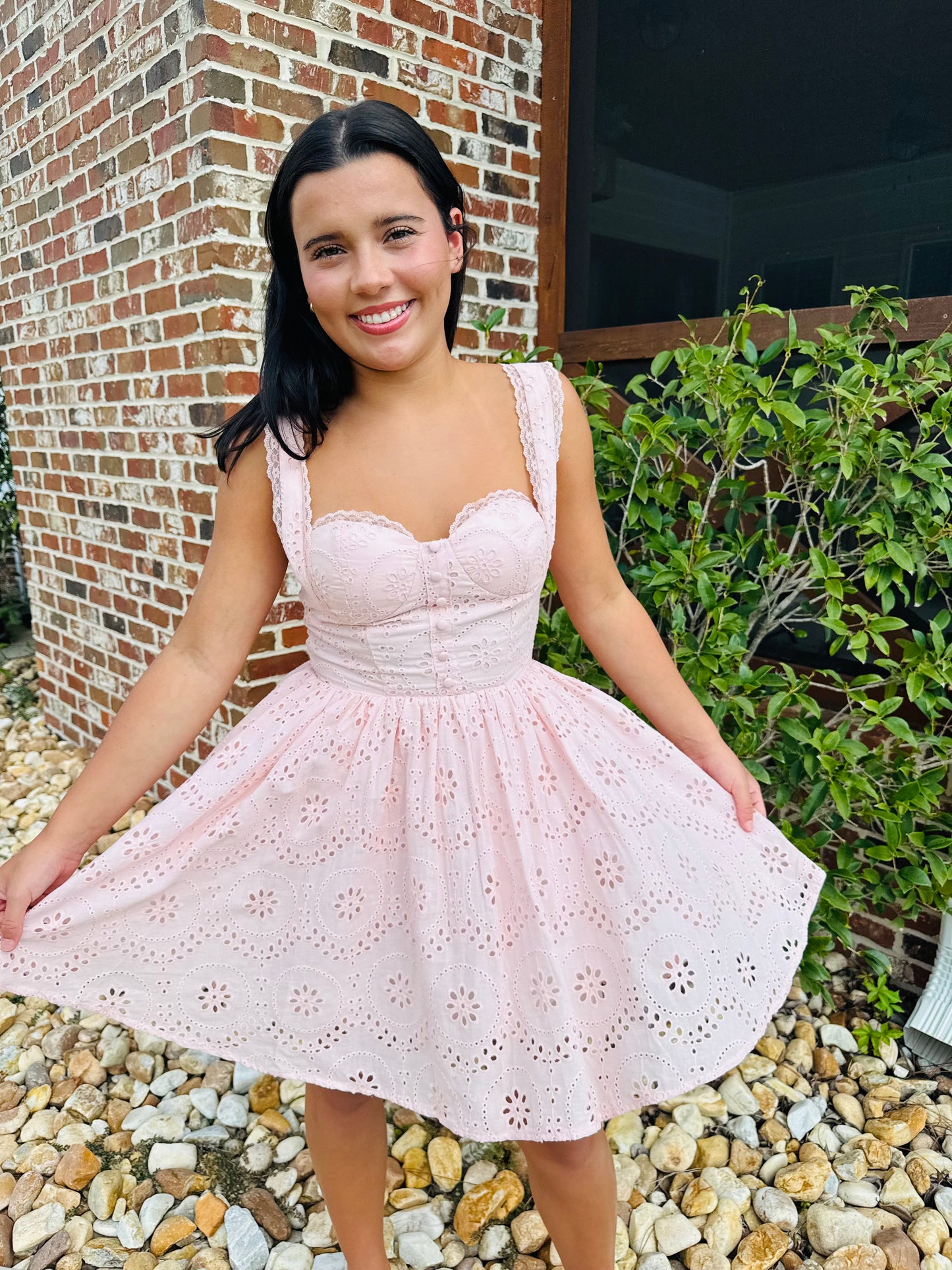 Eyelet lace mini dress