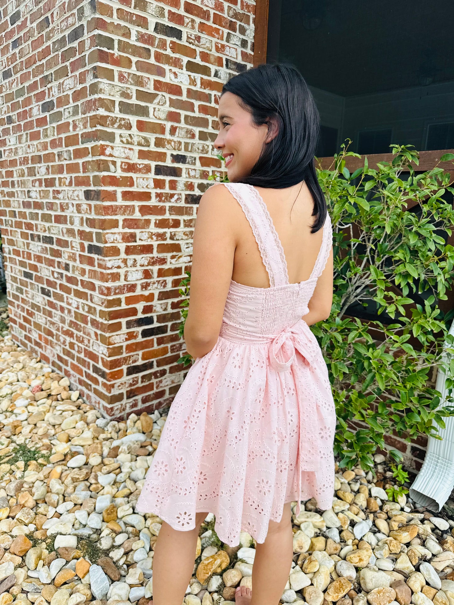Eyelet lace mini dress