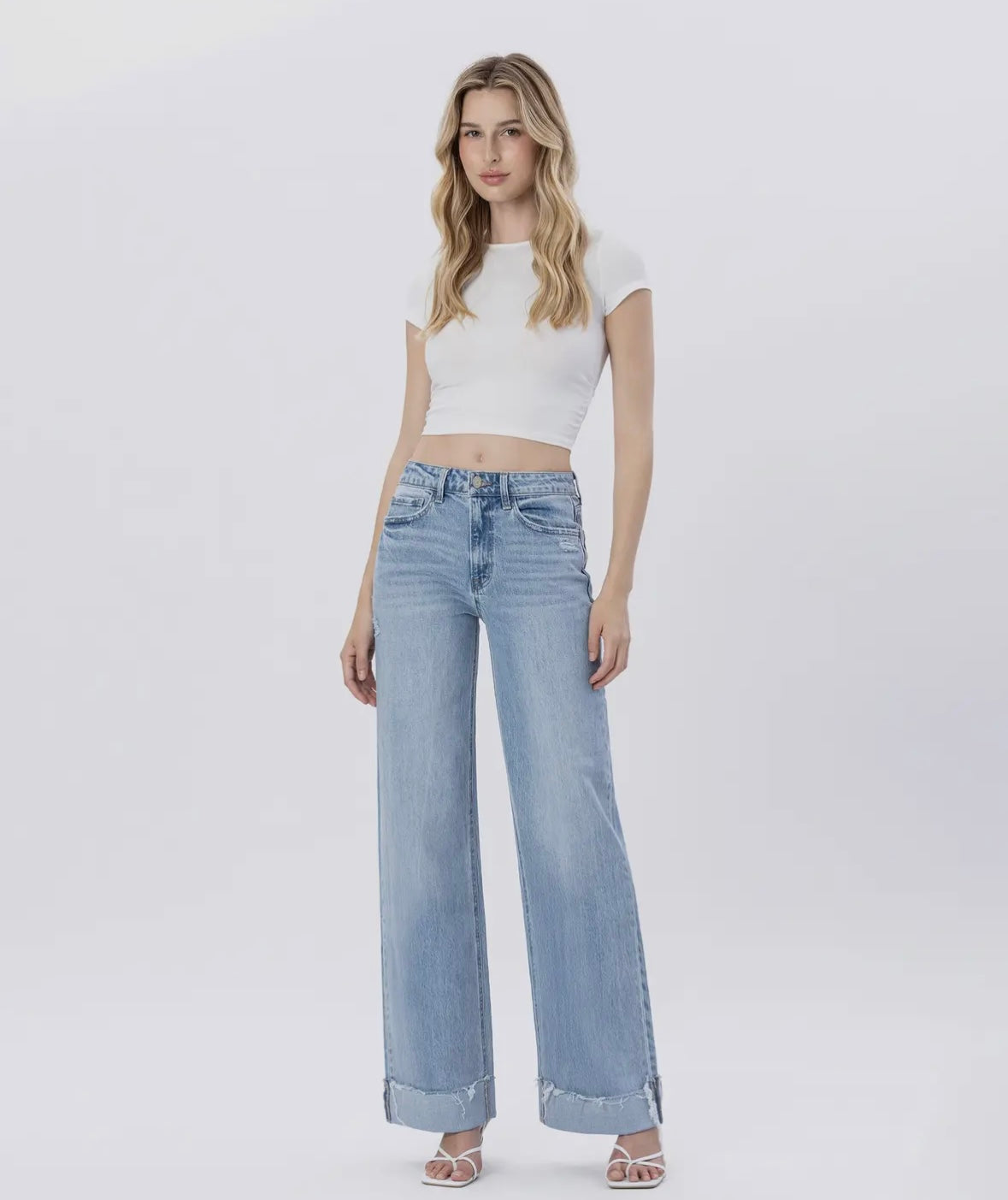 Vervet - super high rise cuffed baggy jeans