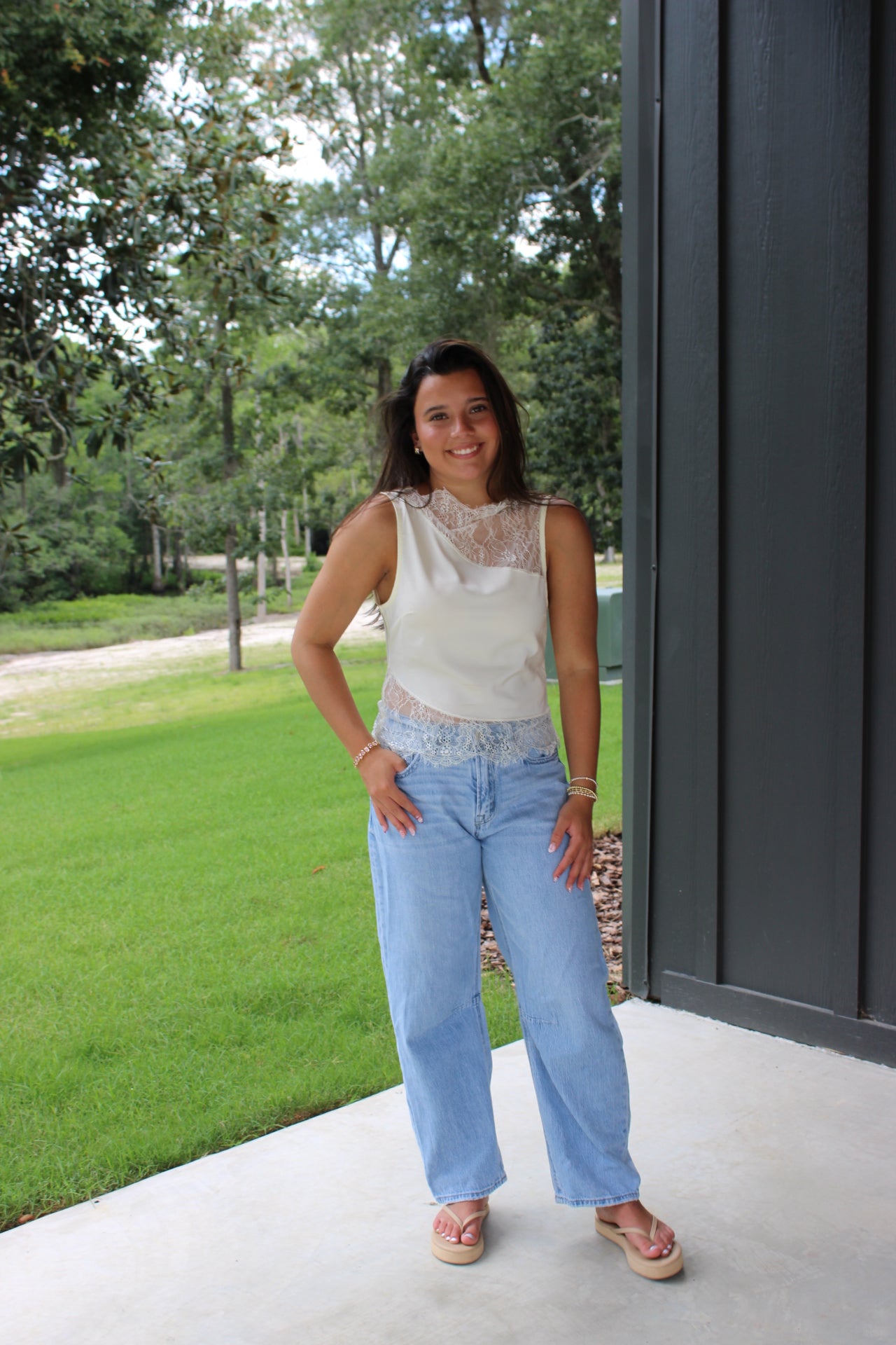 Cream lace top