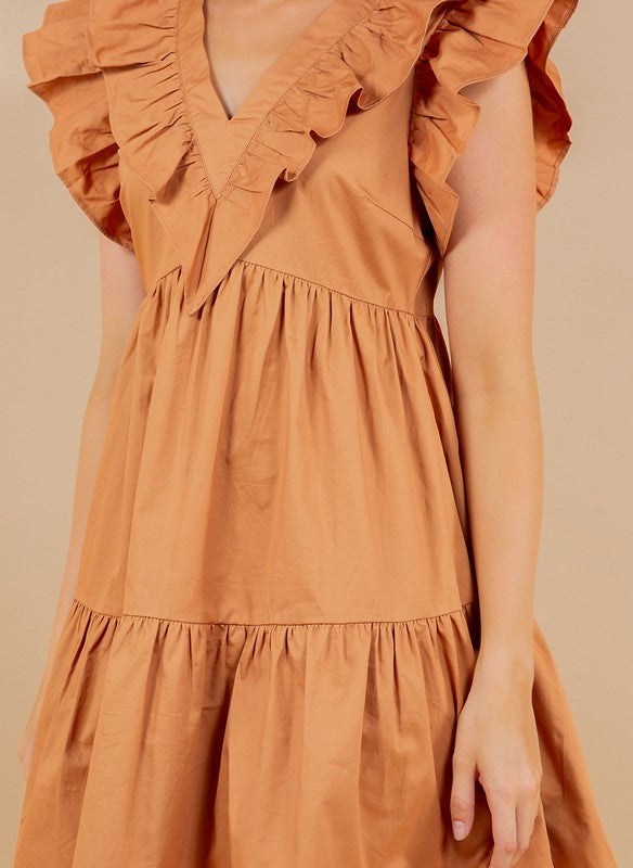 Camel Ruffle dress