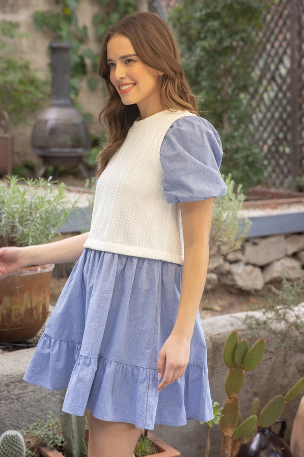 Tiered denim dress