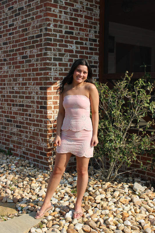 Embroidered mini dress