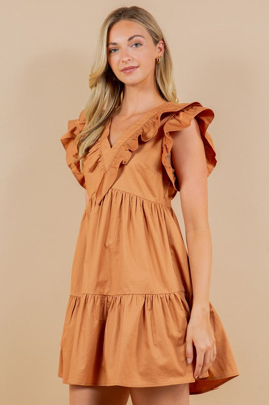 Camel Ruffle dress