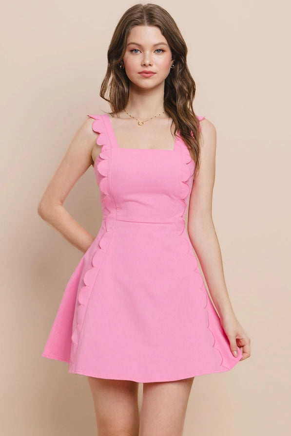 Pink scalloped bow dress