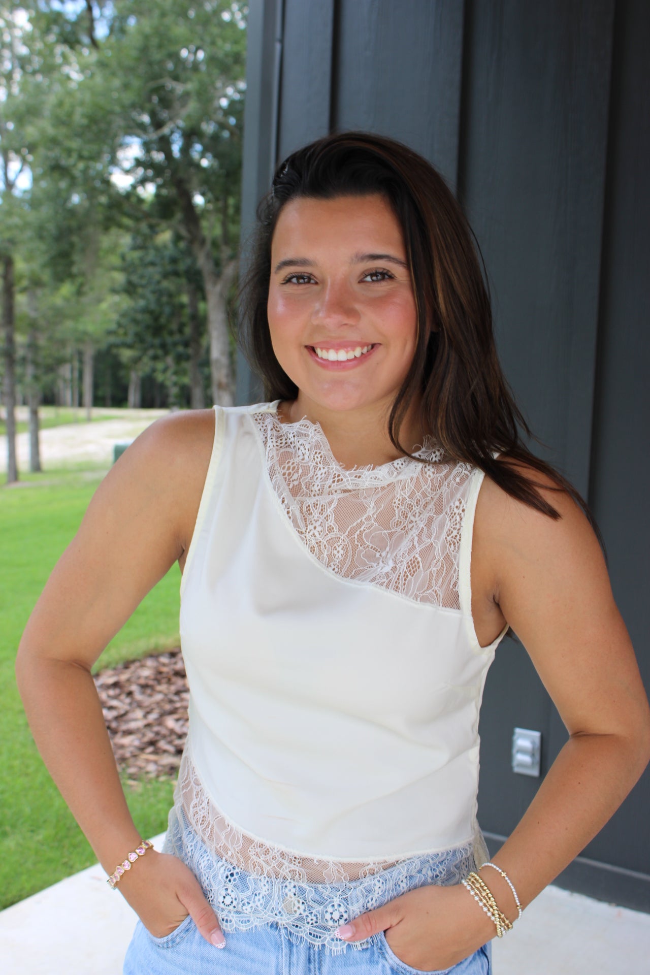 Cream lace top