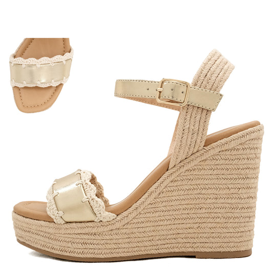 Gold woven wedges