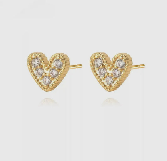 Pave heart studs