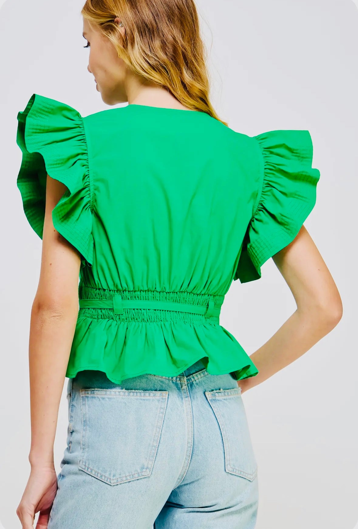 Flutter sleeve peplum top