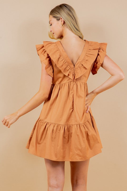 Camel Ruffle dress