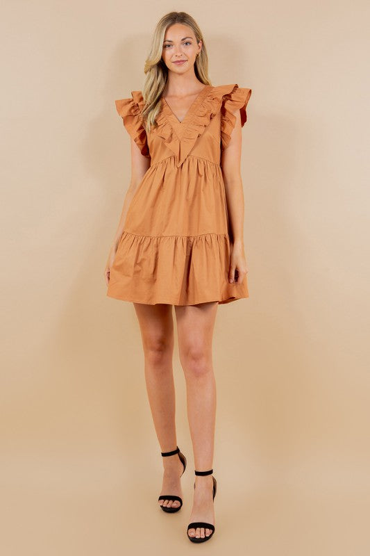 Camel Ruffle dress